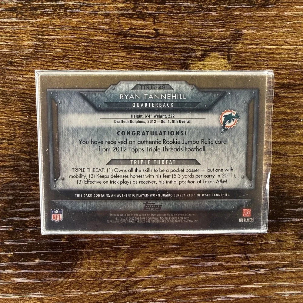 2012 Triple Threads Ryan Tannehill RC Jumbo Relic Gold TTRJR-48 24/25